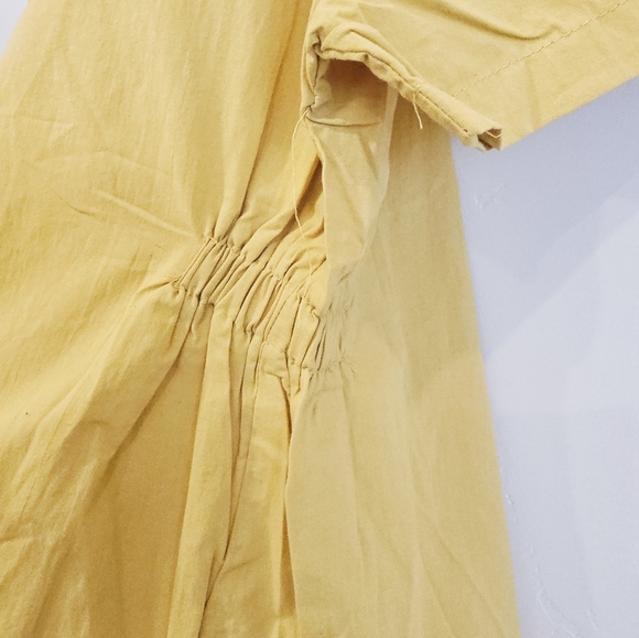 NWT Zanzea 100% Cotton Mustard Yellow Short Sleeves Women's Top Plus Size XXL - Picture 4 of 5